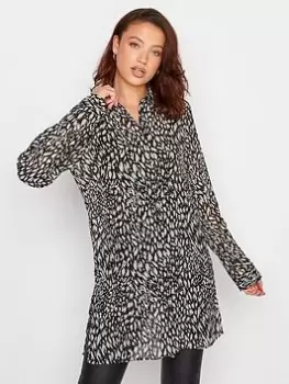 Image of Long Tall Sally Animal Print Longline Shirt - Black, Size 10, Women