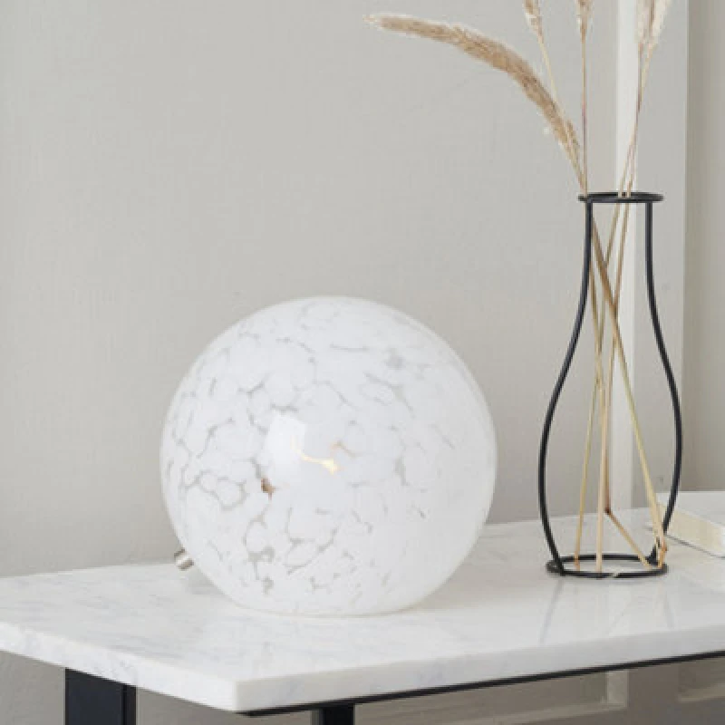 Image of Pacific Lifestyle Speckled White Glass Spherical Table Lamp