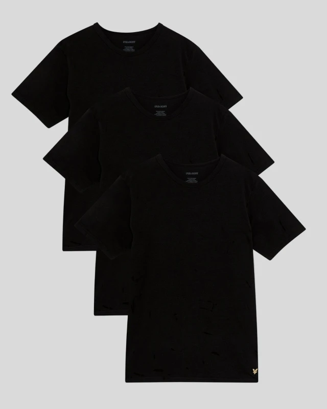 Image of Lyle & Scott Mens Basic 3 Pack T-Shirt in Jet Black