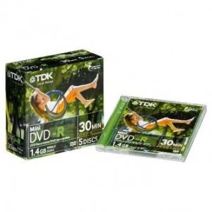 Image of TDK DVD R 1 4GB Re Recordable Mini DVD R 5 PACK 8cm
