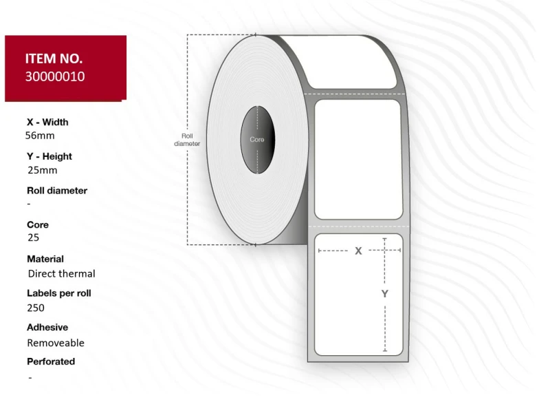 Image of Capture 30000010 printer label White
