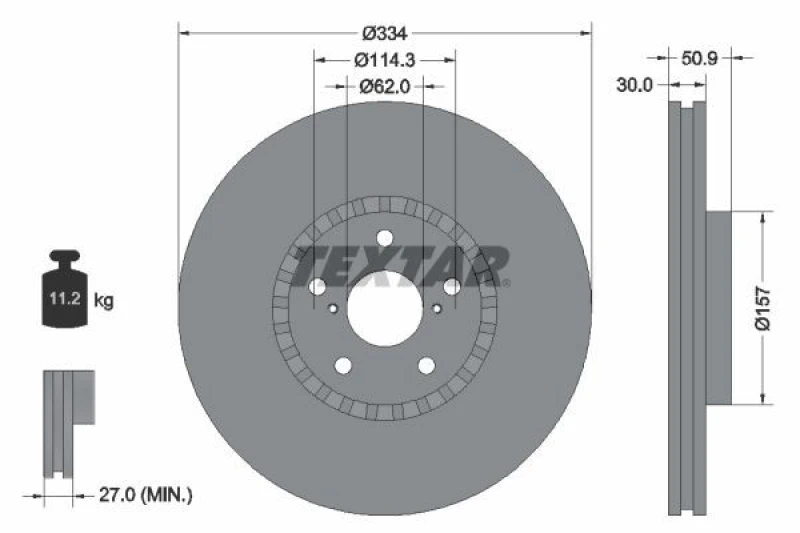 Image of Brake disc TEXTAR 92147903
