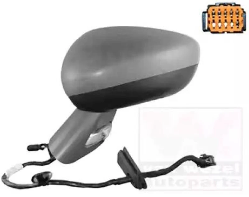 Image of VAN WEZEL 0963807 Wing mirror * HAGUS * Left, chrome, Heatable, primed Outside Mirror (50)