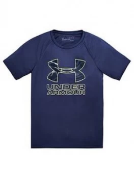 image of Urban Armor Gear Boys Childrens Tech Hybrid Print Fill Logo T-Shirt - Navy Lime, Navy/Lime, Size 13 Years, XL