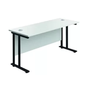 Image of Jemini Rectangular Double Upright Cantilever Desk 1800x600x730mm White/Black KF820246