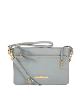 image of Pure Luxuries London Lytham Leather Zip Top Cross Body Clutch Bag - Blue