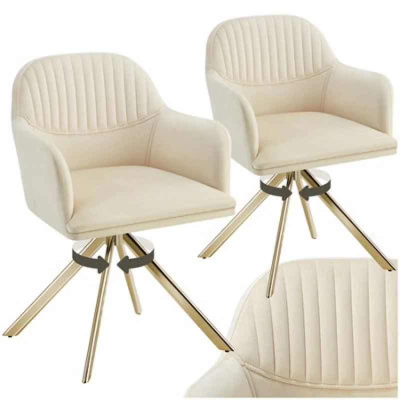 Image of tectake Armchair Lona Set Of 2 - Cream/Gold in Cream Size: 2 Pack Cream Unisex 2 Pack