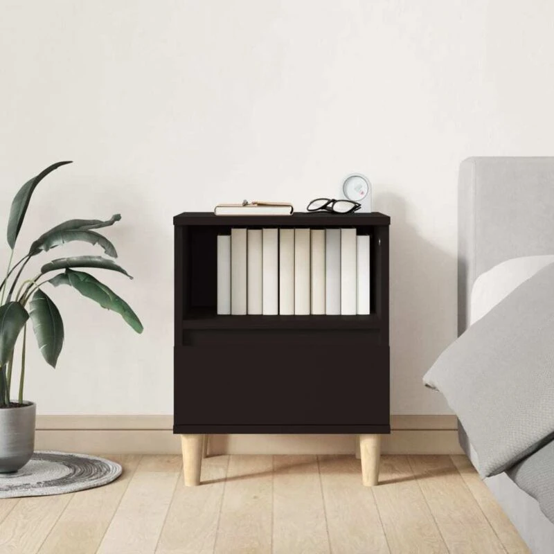 Image of Vidaxl Bedside Cabinet Black 40X35X50 Cm, Black 821796