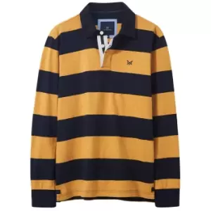 Image of Crew Clothing Mens Heritage Stripe Rugby Top Navy/Sunflower Large