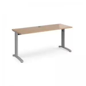Image of TR10 straight desk 1600mm x 600mm - silver frame and beech top