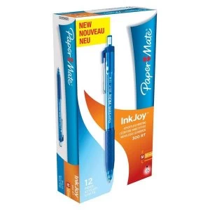 image of Paper Mate Ink Joy 300 Retractable Blue Ballpoint Pen Medium Pack of 12 Pens