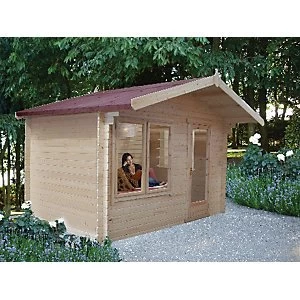 Image of Shire Challock Log Cabin with Overhang 10 x 8 ft