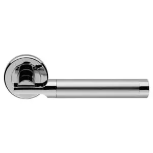 image of Serozzetta Azul Lever on Concealed Fix Round Rose Door Handle - Satin & Polished Chrome