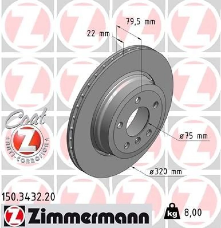 Image of ZIMMERMANN Brake disc ZIMMERMANN 150.3432.20
