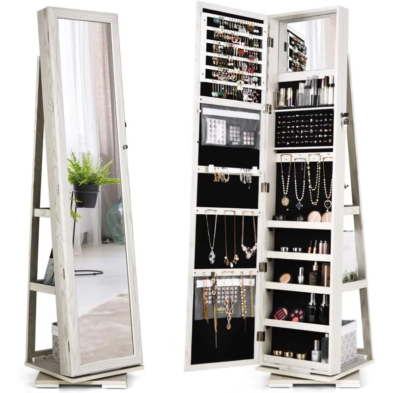 Image of COSTWAY 5-Tier Bathroom Tall Cabinet Slim Freestanding Storage Organizer Cupboard 2 Door Brown