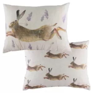 Image of Leaping Hare Printed Cushion Multicolour