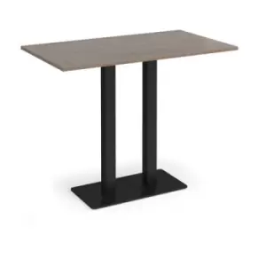 Image of Eros rectangular poseur table with flat Black rectangular base and twin uprights 1400mm x 800mm - barcelona walnut