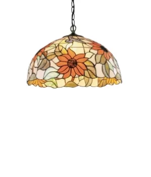 image of DAFNE 3 Light Tiffany Pendant Ceiling Light Multicolour 45x20cm