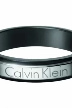 image of Mens Calvin Klein Black Ion-plated Steel Size X/Y Dapper Ring Size Y KJ7QBR280112