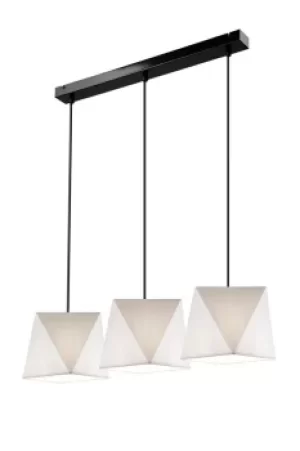 Image of Carla Bar Pendant Ceiling Light, Fabric Shade White, 3x E27