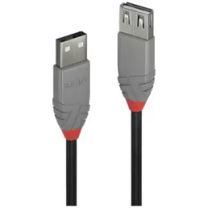 image of LINDY USB cable USB 2.0 USB-A plug, USB-A socket 2m Black, Grey 36703