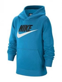 image of Nike Older Boys Club Hoodie - Blue