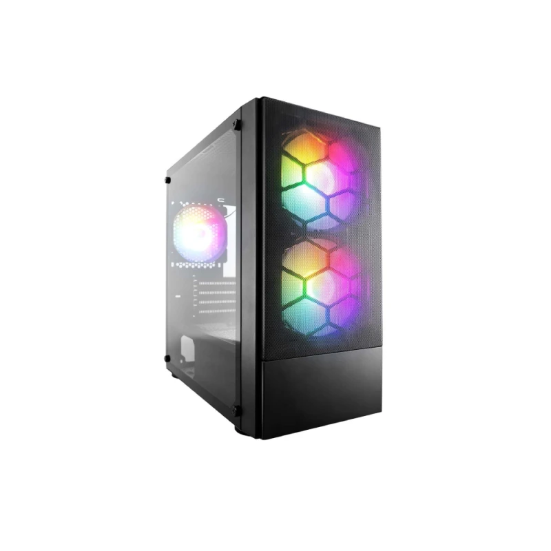 Image of 1st Player X4-M BK Tempared Glass Micro ATX Gaming PC Case with 3 x RGB Fans X4-M-BK-2F7-14-1F7