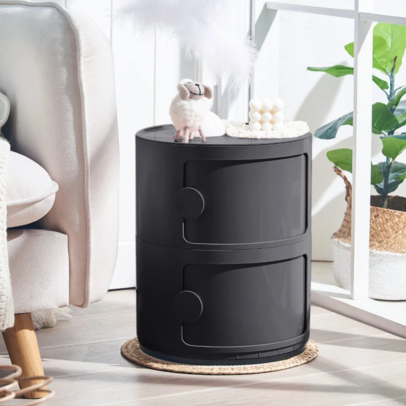 Image of LIFE IDEAS Round Multi-tiered Drawer Storage Unit Organizer Black unisex 2 Tier