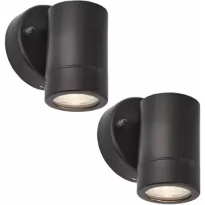 image of Loops - 2 pack Dimmable Outdoor IP44 Downlight - 7W GU10 LED - Matt Black & Glass