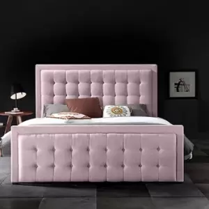 image of Swain Bed Small Double Plush Velvet Pink