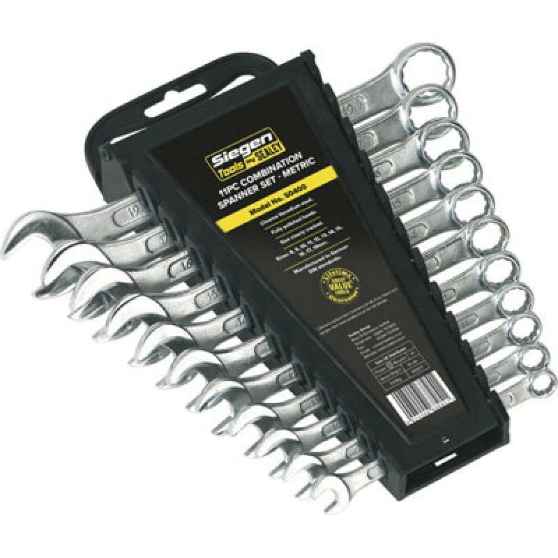 Image of Loops 11pc Slim Handled Combination Spanner Set -12 Point Metric Ring Open Head Wrench Multi