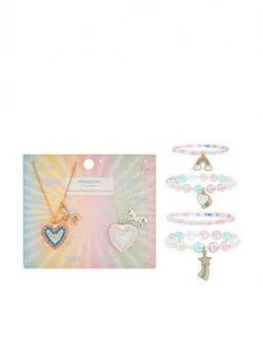 image of Monsoon Girls Unicorn Tear & Share Lockets And Bracelet - Multi