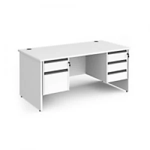 Image of Dams International Straight Desk with White MFC Top and Graphite Frame Panel Legs and Two & Three Lockable Drawer Pedestals Contract 25 1600 x 800 x 7