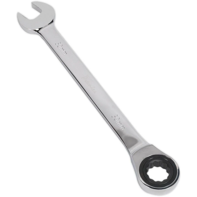 Image of Loops 30mm Ratchet Combination Spanner - Chrome Vanadium Steel - 72 Tooth Ratchet Ring Metallics