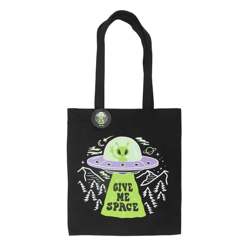 Image of Something Different Womens Give Me Space Alien Tote Bag in Jet Black Jet Black Female One Size