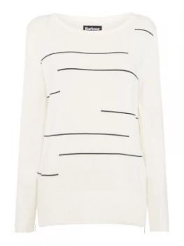 Image of Barbour Broken Stripe Slash Neck Track Jumper Off White