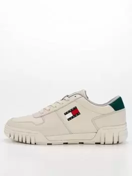 Image of Tommy Hilfiger Retro Leather Trainer - Beige