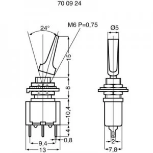 image of Miyama MS 500 A MF Toggle switch 250 V AC 3 A 1 x OnOn latch