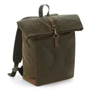 Image of Quadra Heritage Waxed Canvas Leather Accent Backpack (olive Green)