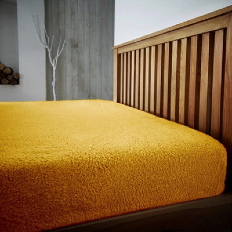 Image of Smart Living Smart Living Luxury Quality Fitted Teddy Bear Fleece Flannel Fitted Sheet in Gold Size: Single Fitted Gold Single Fitted Unisex 5051346