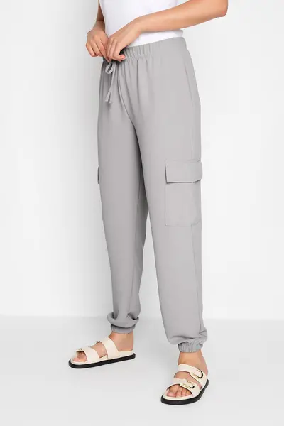 image of Long Tall Sally Cuffed Utility Jogger - Grey, Size 14, Length 36, Women