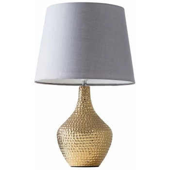 Image of Metallic Gold Indent Textured Ceramic Table Lamp - Grey - No Bulb