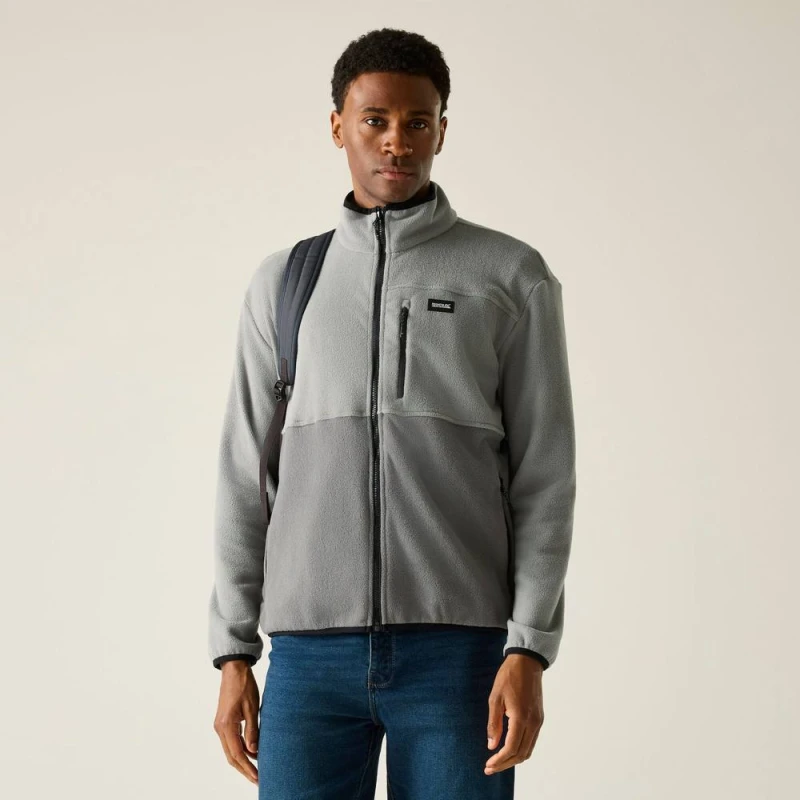 Image of Regatta Mens Frankie Colour Block Full Zip Fleece in Grey Size: Large Grey Male L