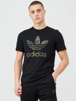 Image of Adidas Originals Camo Logo T-Shirt - Black