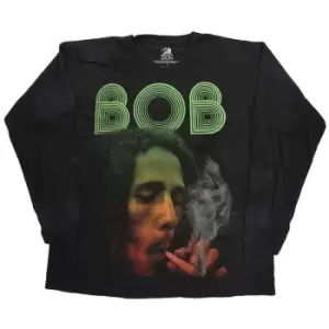 image of Bob Marley - Smoke Gradient Unisex XXXXX-Large Long Sleeved T-Shirt - Black