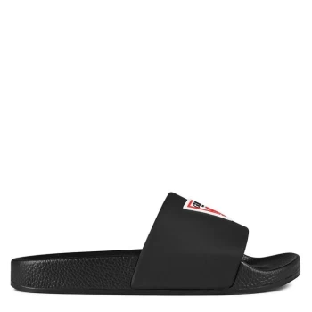 image of Guess Womens Triangle Logo Sliders - Black