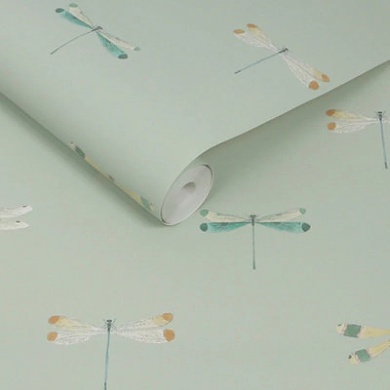 Image of Sophie Allport Watercolour Dragonfly Pale Sprig Wallpaper