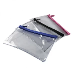 image of Helix Clear Pencil Case - Assorted Colours (12 Pack)