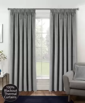 image of Velvet, Supersoft, 100% Blackout, Thermal Pair of Curtains with Tape Top