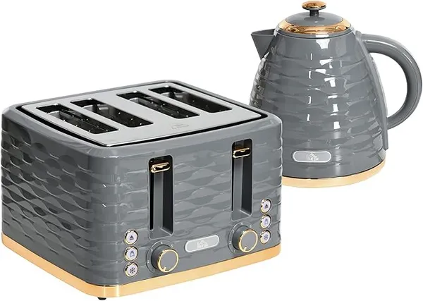 Image of Homcom 800-180V71BG 1.7L Kettle & 4 Slice Toaster Bundle